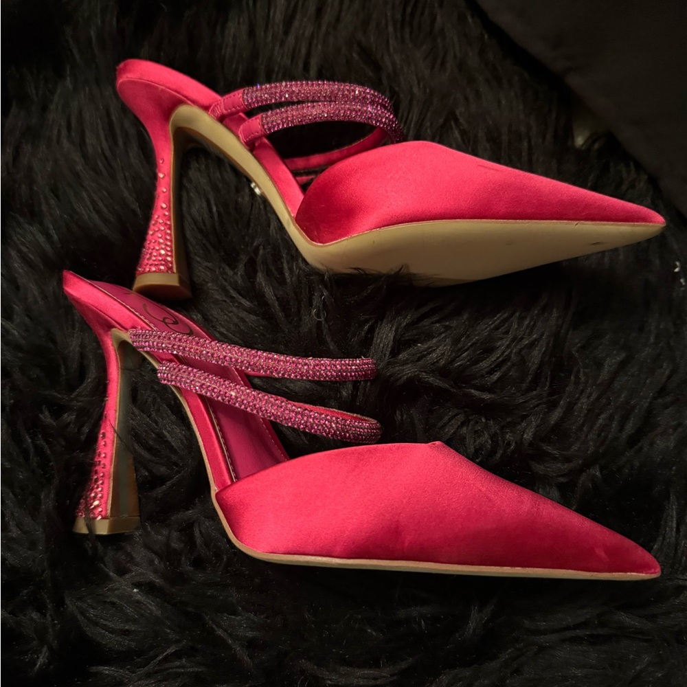 Sam Edelman Women's Agustina Satin Pump Bold Fuchsia - Picture 6 of 8